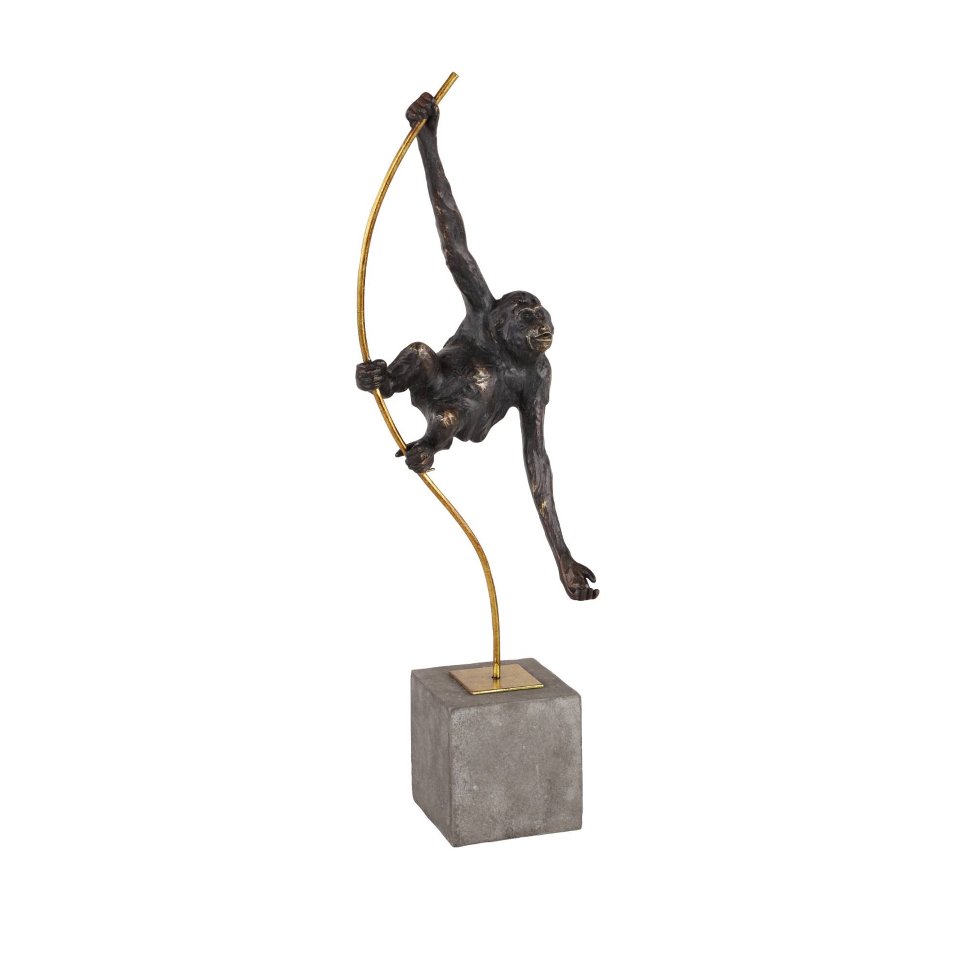 Black Resin Modern Sculpture, Monkey 23" x 7" x 5"